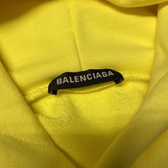 Balenciaga Oversized Crew Alphabet Printed Hoodie - Fluorescence Yellow - 2XL - Picture 6 of 9
